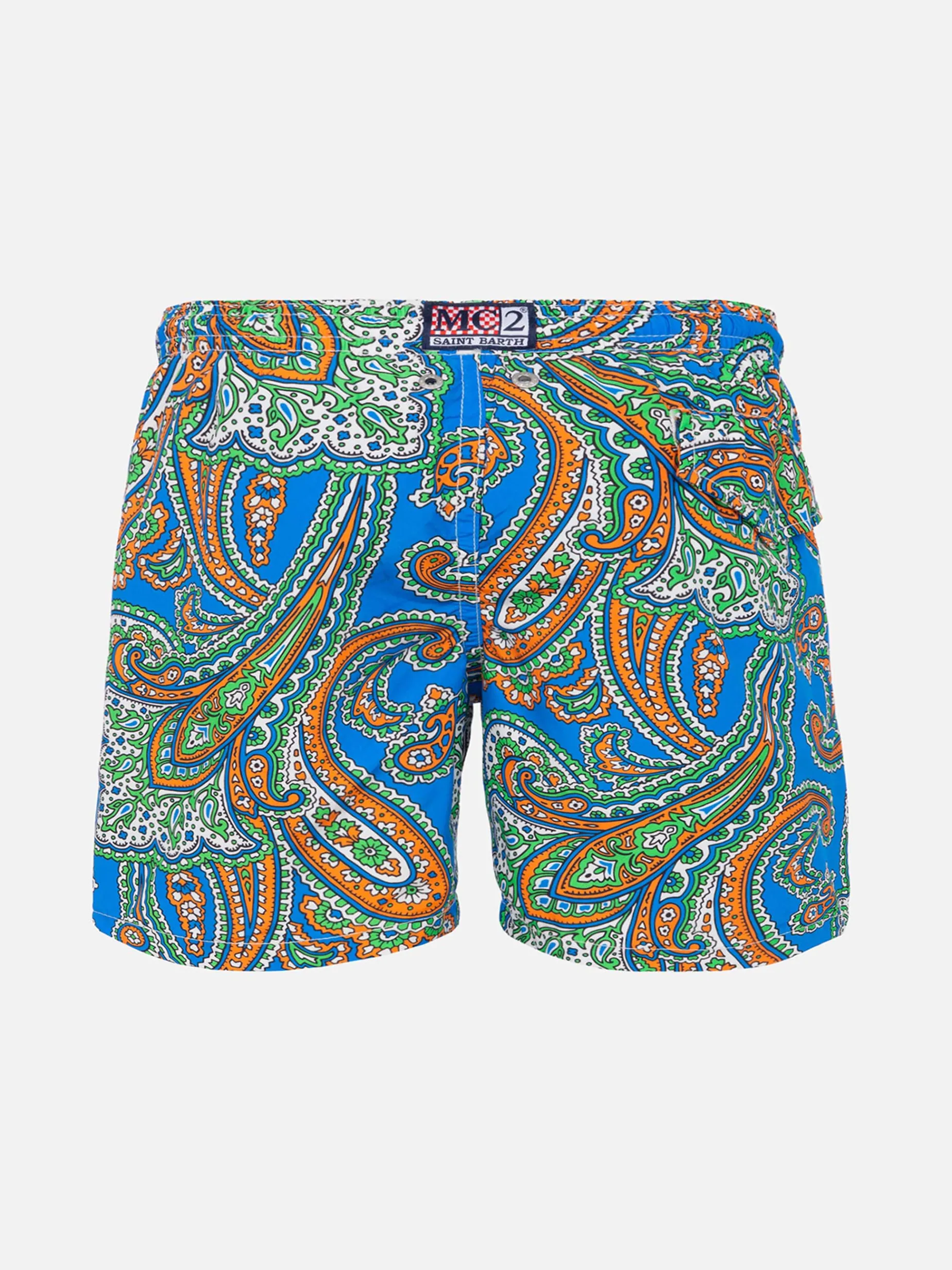 Jungen-Badeshorts mit Paisley-Print