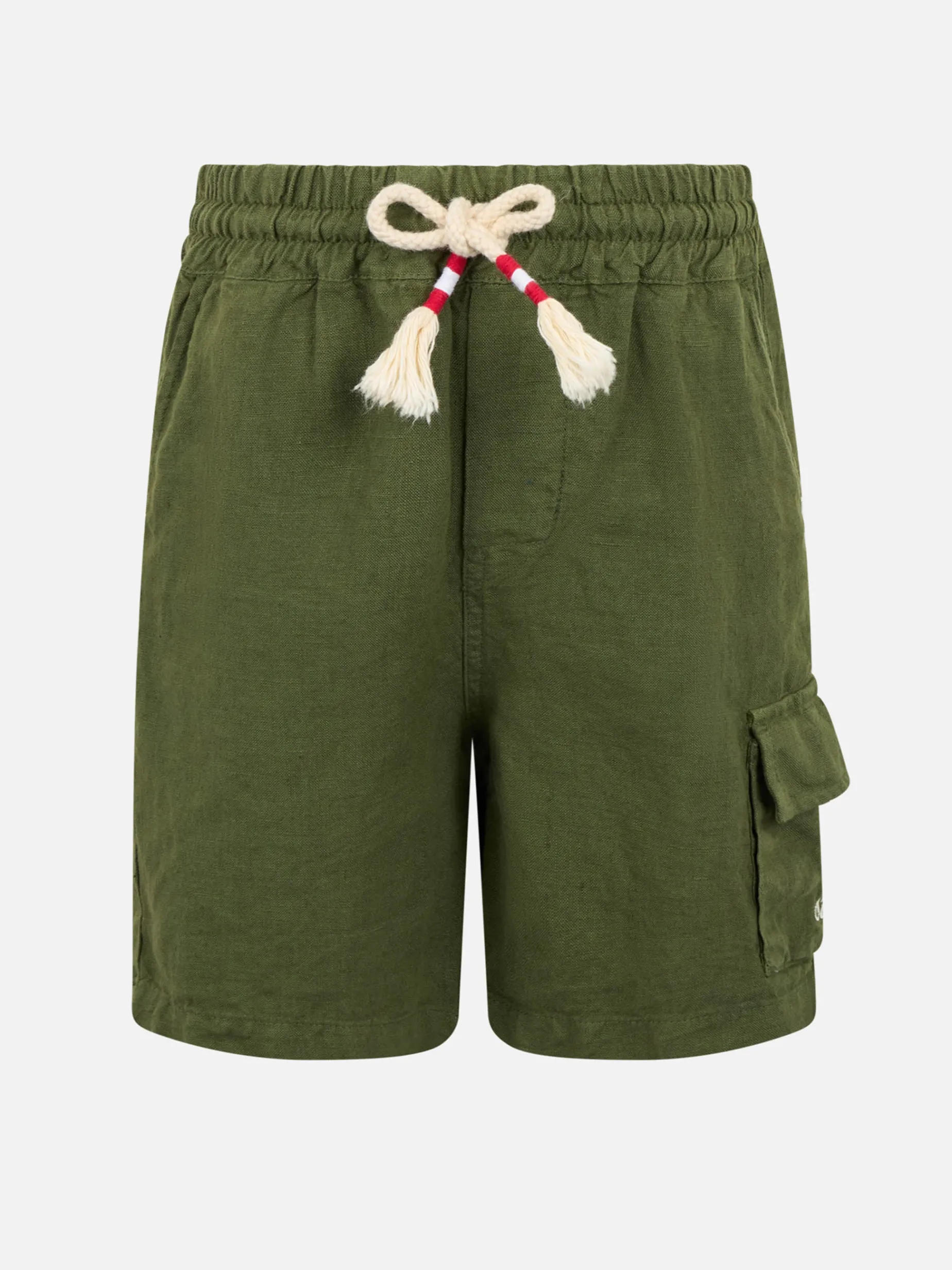 Jungen-Bemuda aus militärgrünem Leinen Marseille Jr