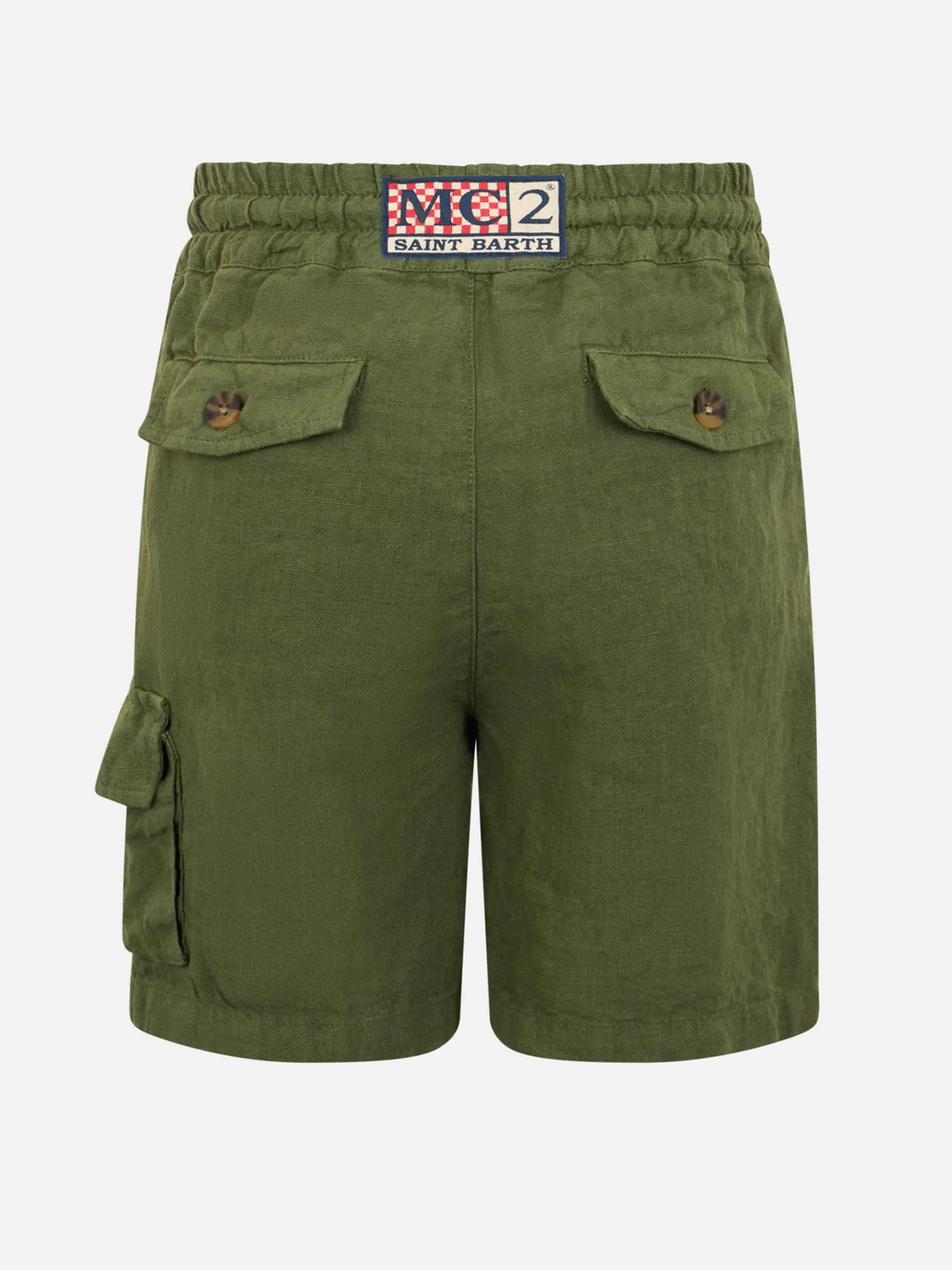 Jungen-Bemuda aus militärgrünem Leinen Marseille Jr