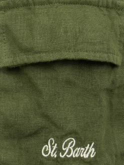 Jungen-Bemuda aus militärgrünem Leinen Marseille Jr