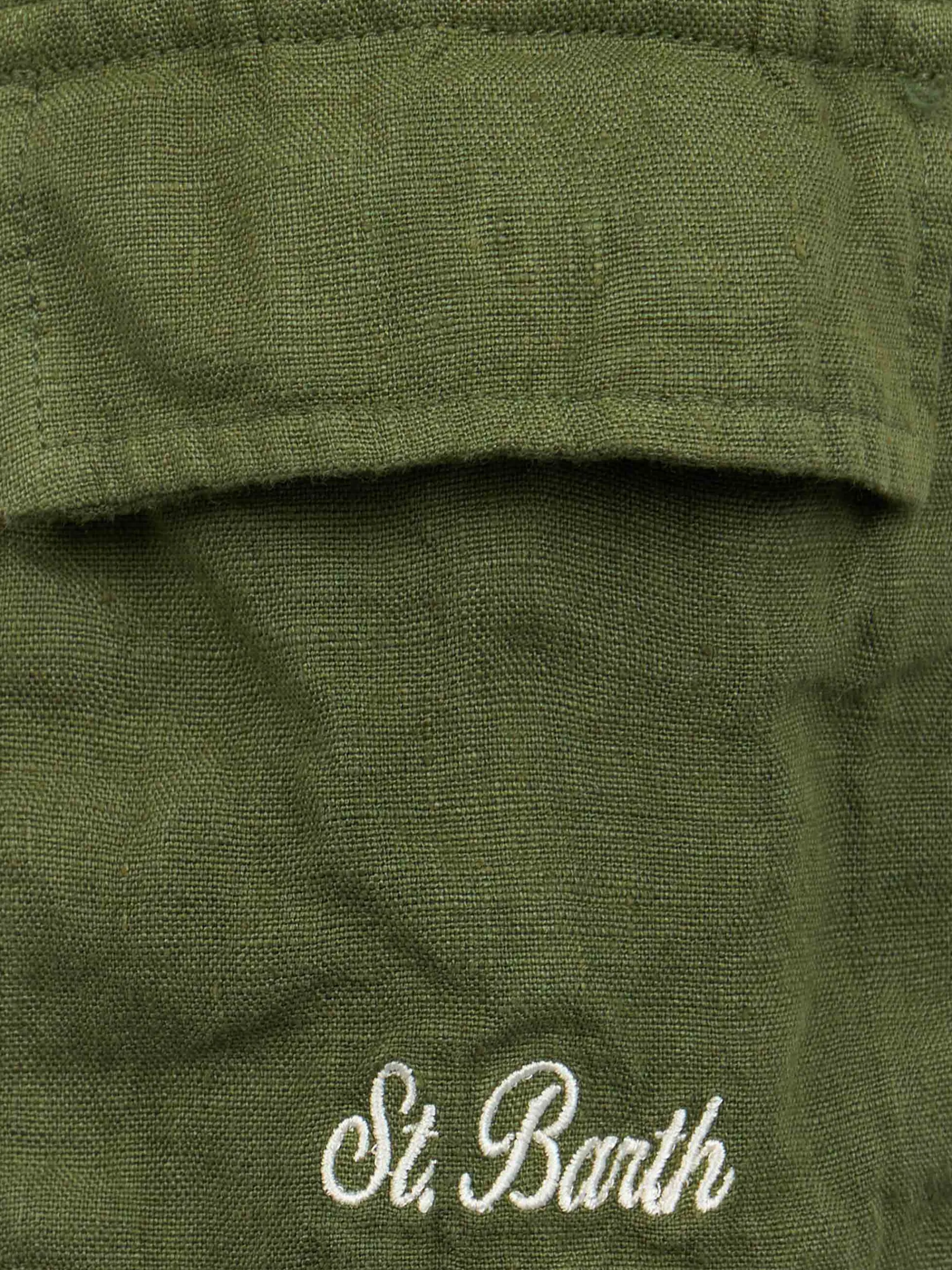 Jungen-Bemuda aus militärgrünem Leinen Marseille Jr
