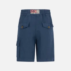Jungen-Bermudashorts aus marineblauem Leinen