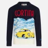 Jungenpullover in Marineblau mit Cortina-Jacquard-Print