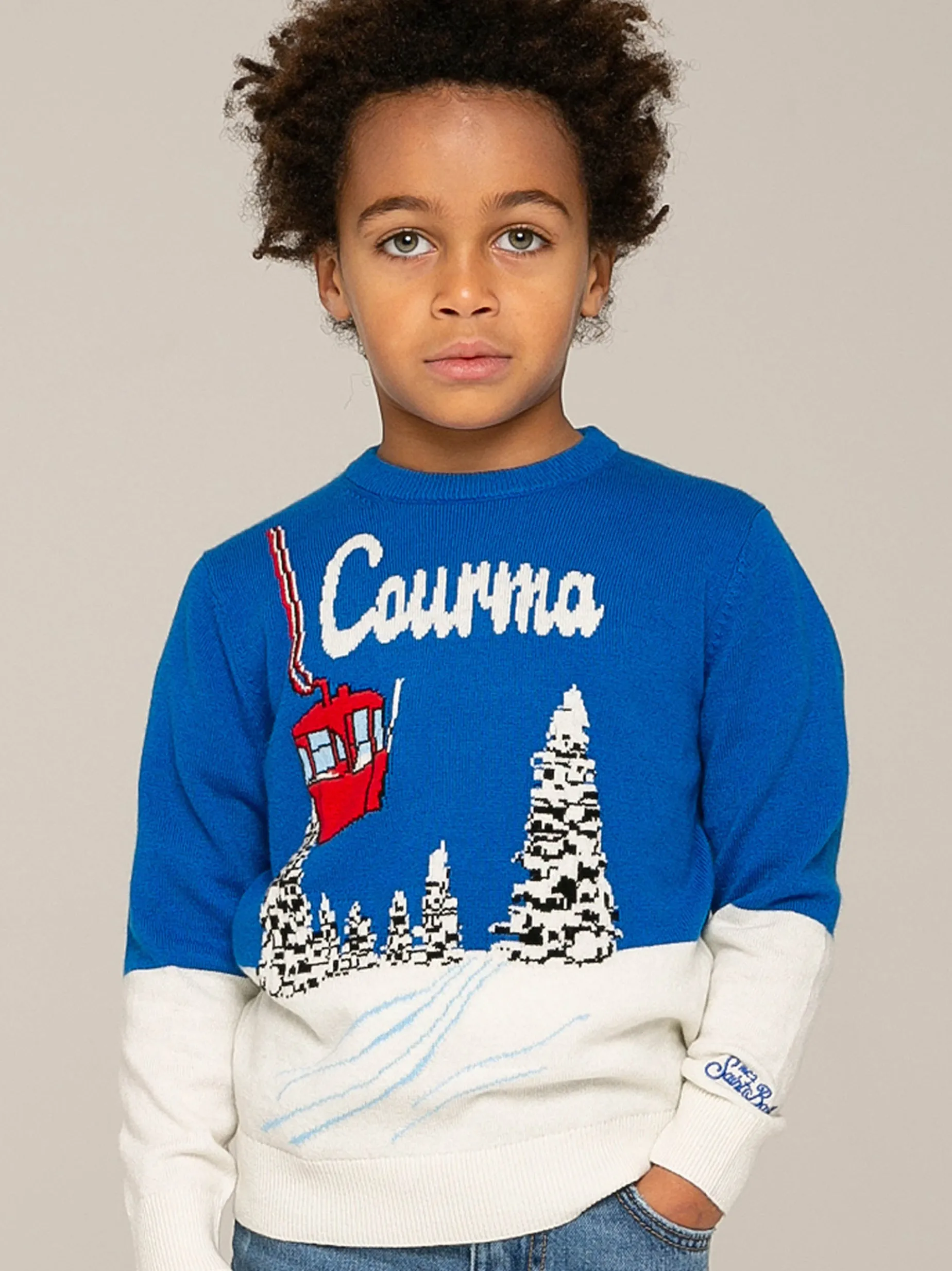Jungenpullover mit Courmayeur-Jacquard-Print