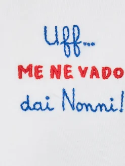 Jungen-T-Shirt aus Baumwolljersey Portofino Jr mit der Stickerei „Me ne vado dai nonni“.