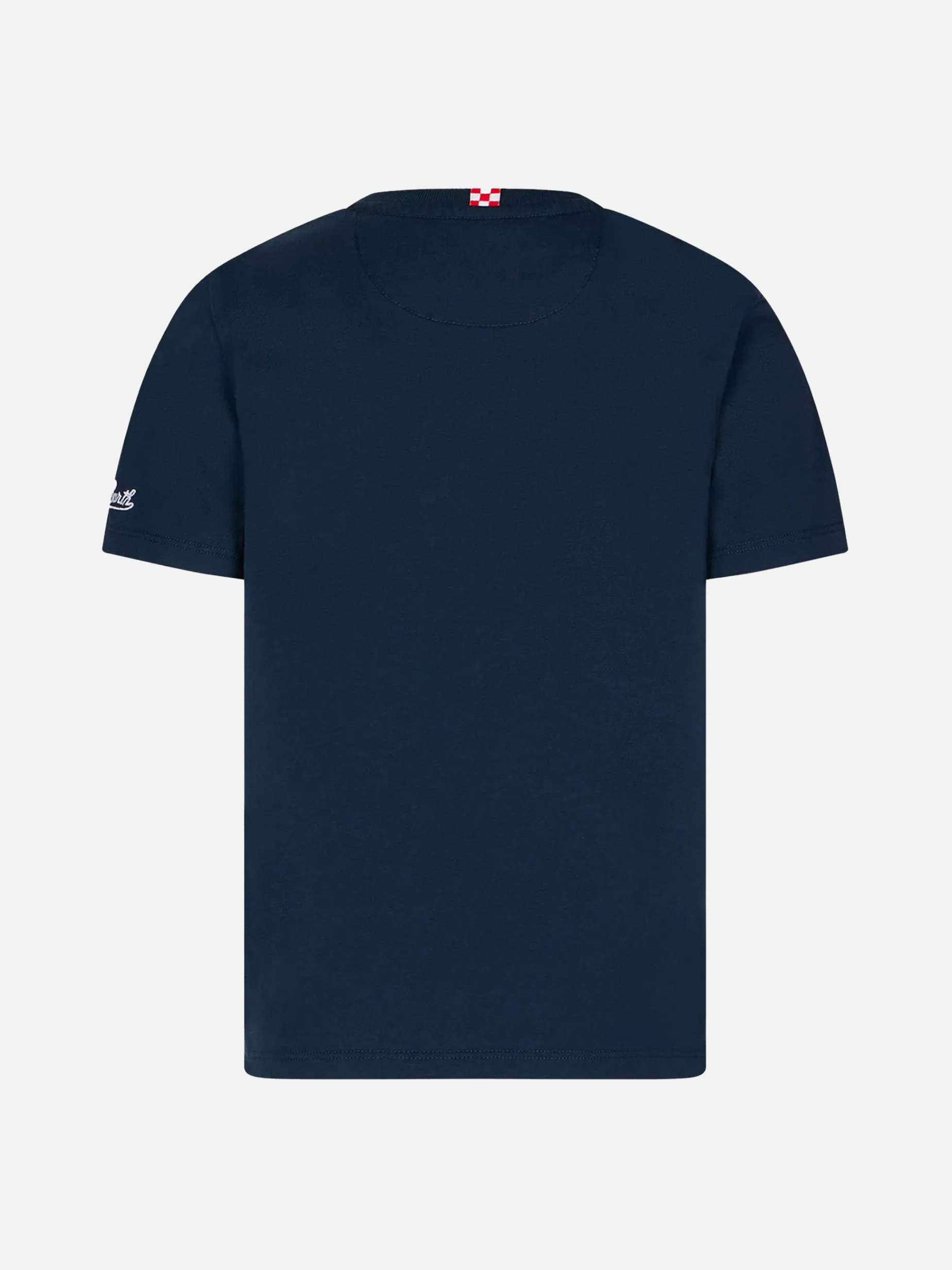 Jungen-T-Shirt aus Baumwolle mit Tasche mit Hai-Aufdruck