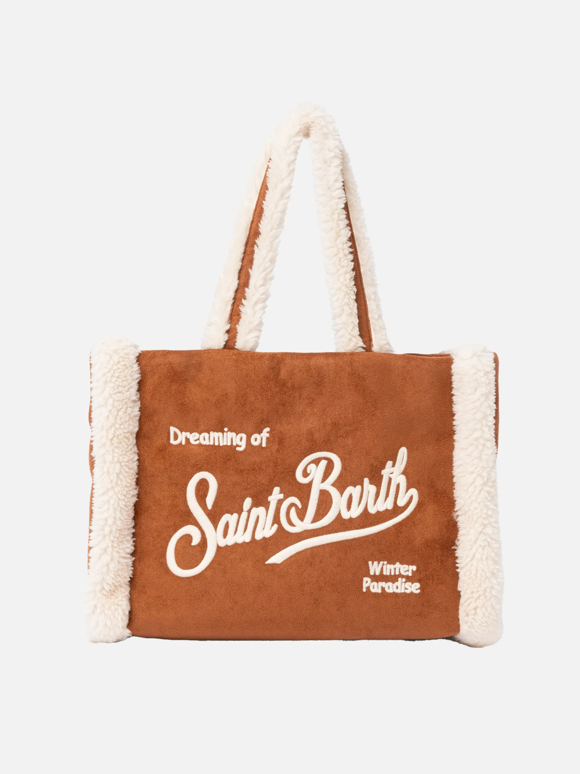 Kamelbraune Soft Bag Small mit Saint Barth Logo und Schultergurt
