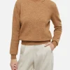 Kamelfarbener Pullover für Damen aus Stretchgarn Sorbonne