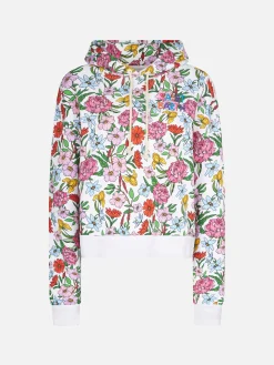 Kapuzenpullover aus Baumwolle mit Blumenprint