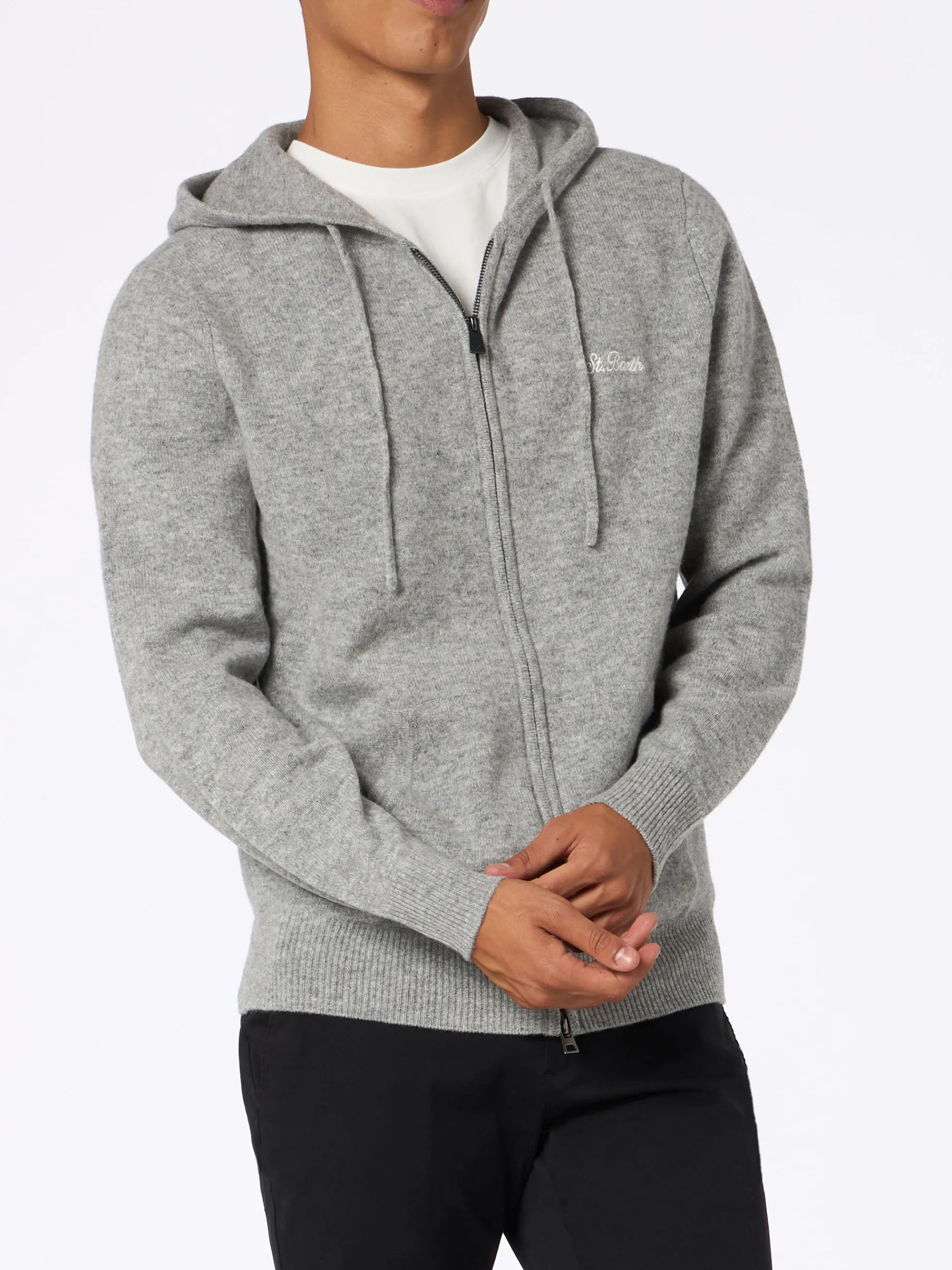 Kapuzenpullover Notting aus graumelierter Lambswool für Herren