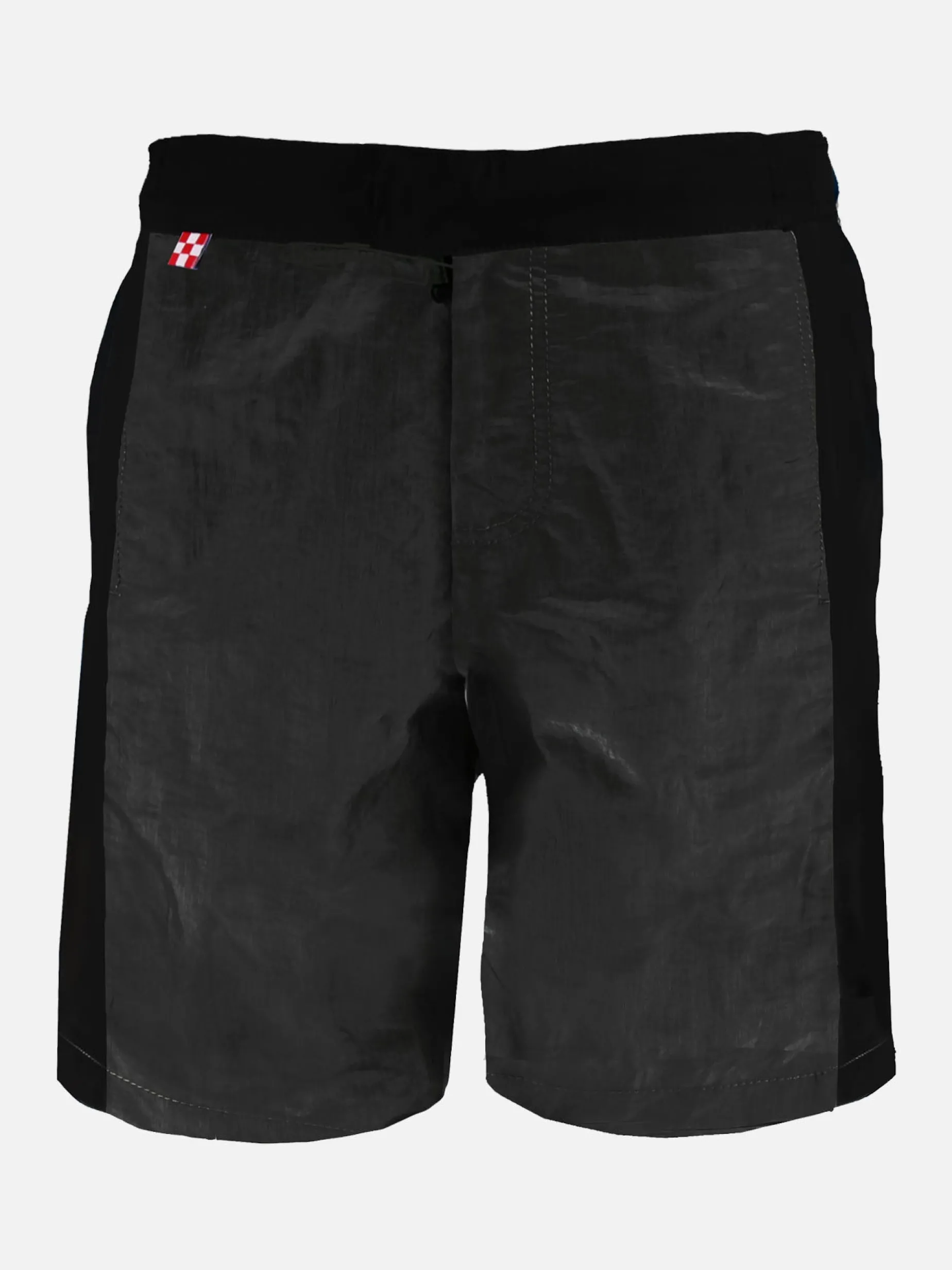 Karierte Badeshorts mit kontrastierendem Seitenband