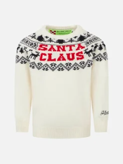 Kinderpullover mit Rundhalsausschnitt und norwegischem Weihnachtsmann-Aufdruck