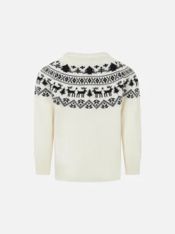 Kinderpullover mit Rundhalsausschnitt und norwegischem Weihnachtsmann-Aufdruck