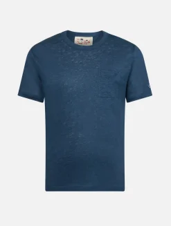 Kinder-T-Shirt Alex aus marineblauem Leinenjersey