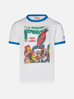Kinder-T-Shirt aus weißer Baumwolle mit Spiderman-Aufdruck auf der Vorderseite | MARVEL-SONDERAUSGABE