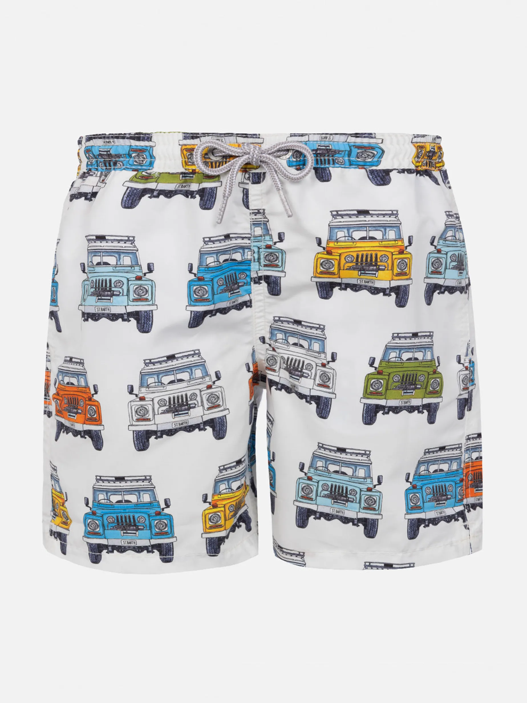 Klassische Badeshorts für Jungen mit Safari-Auto-Aufdruck