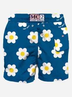 Klassische Herren-Badeshorts mit Gänseblümchen-Print