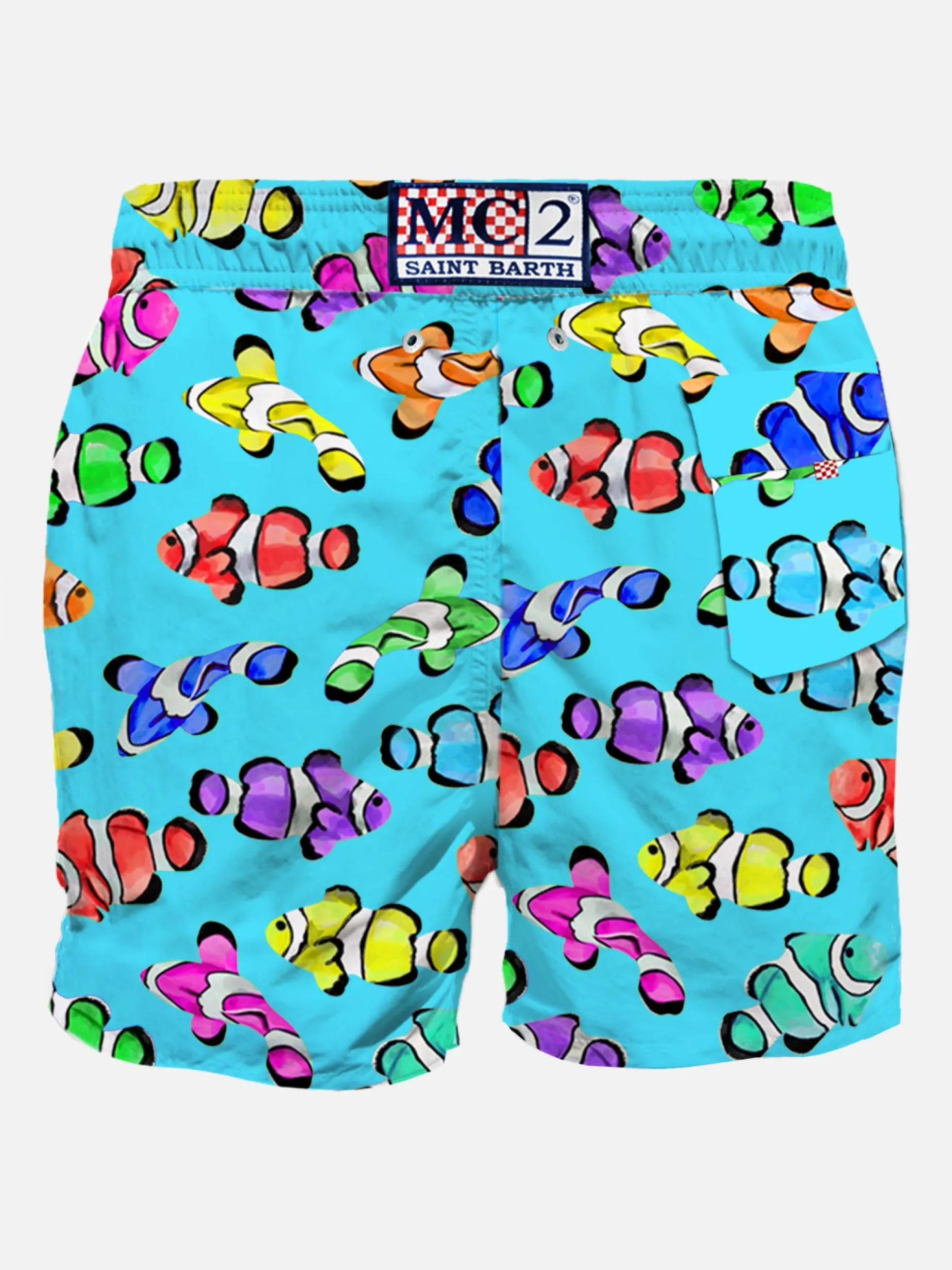 Klassische Herren-Badeshorts mit mehrfarbigem Clownfisch-Print
