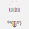 Klassischer Bandeau-Bikini Emy aus Frottee für Mädchen mit Streifendruck