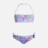 Klassischer Bandeau-Bikini für Mädchen Emy mit Armbänder-Aufdruck
