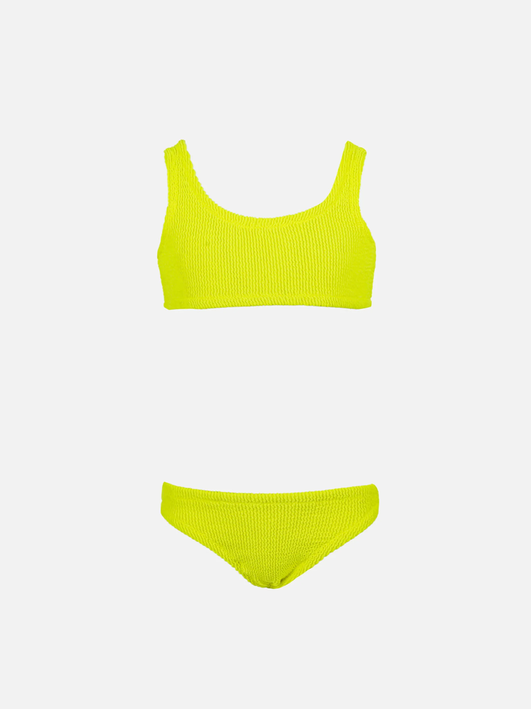 Klassischer Crinkle-Bikini für Mädchen in Neongelb von Baker