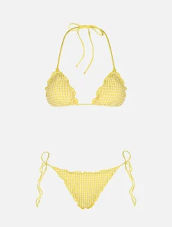 Klassischer Damen-Triangel-Bikini aus Seersucker Sagittarius Miami