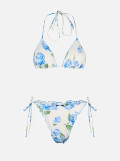 Klassischer Damen-Triangel-Bikini mit Blumenmotiv Schütze Miami