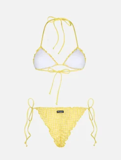 Klassischer Damen-Triangel-Bikini aus Seersucker Sagittarius Miami