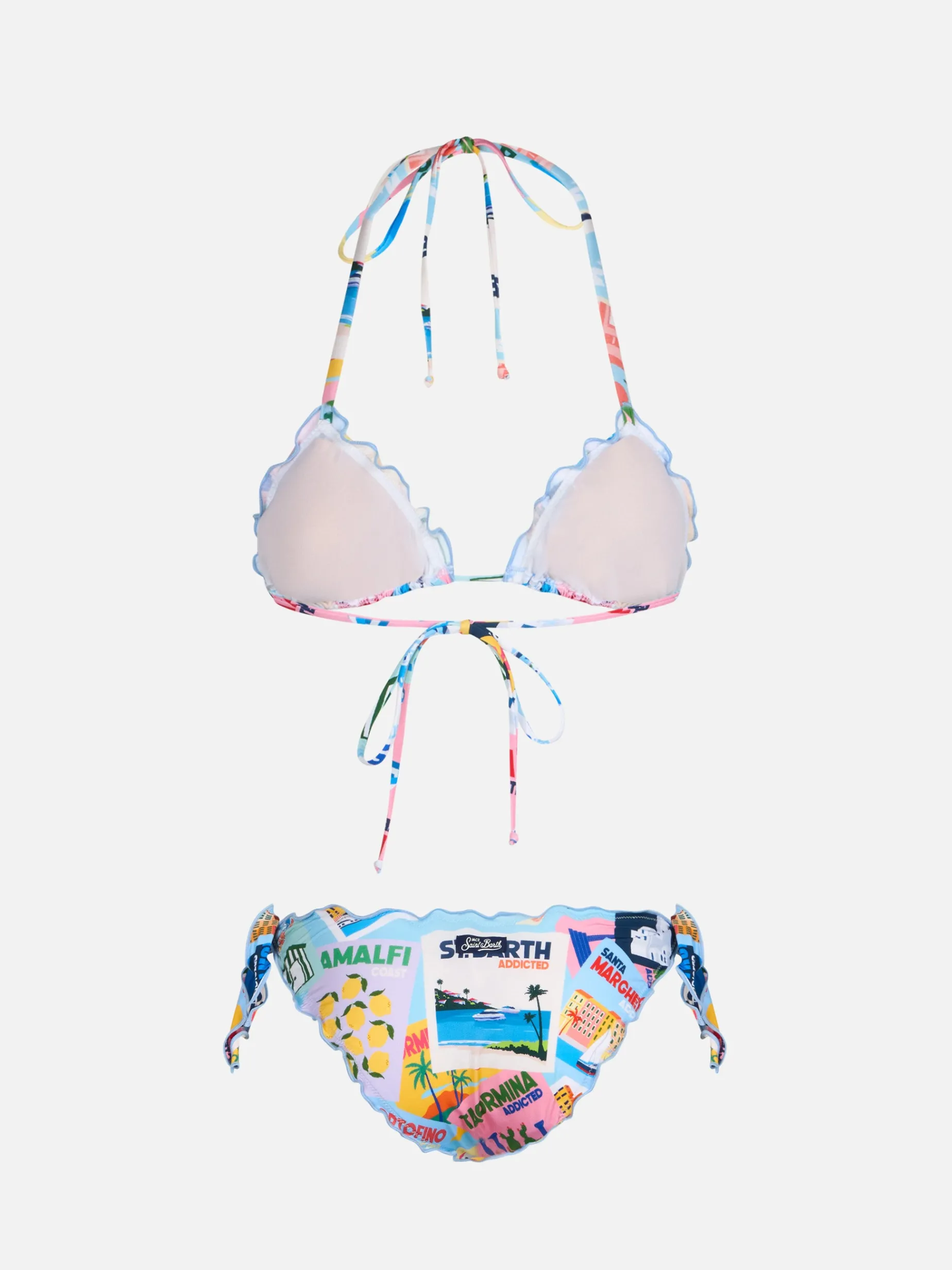 Klassischer Damen-Triangel-Bikini mit Postkartendruck Sarius
