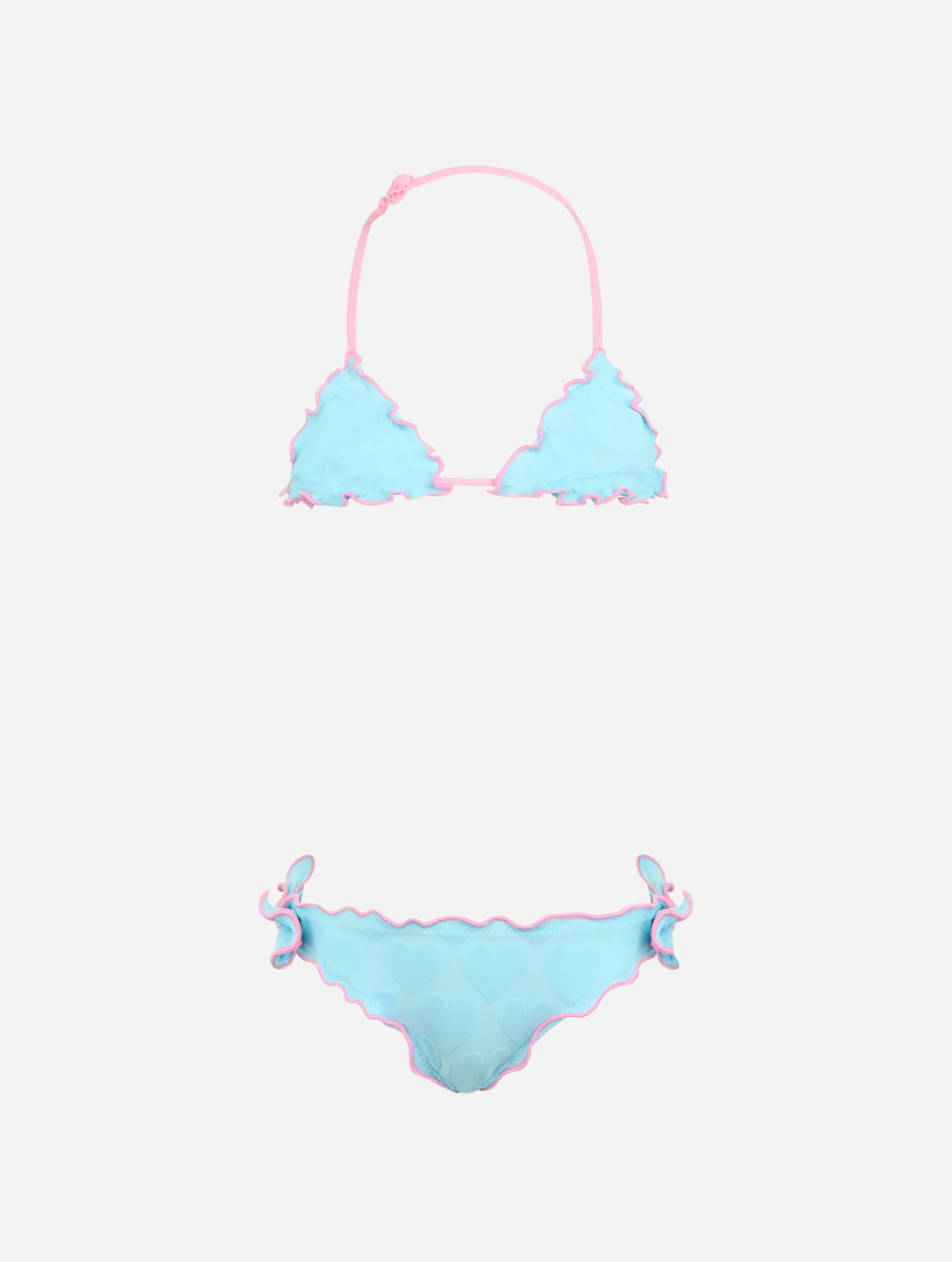 Klassischer Mädchen-Triangel-Bikini Cris mit geprägtem Herz-Print