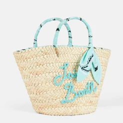 Kleine Strohtasche Kylie mit Stickerei und Paisley-Griffen