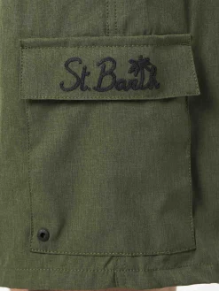 Komfort- und Stretch-Badeshorts für Herren in Militärgrün