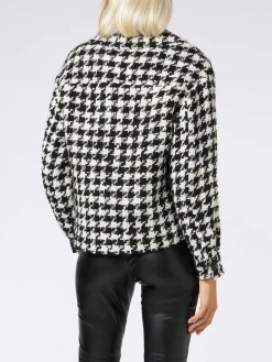 Kurz geschnittenes Damen-Overshirt mit Pied-de-Poul-Print