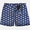 Kurze Herren-Badeshorts mit gefärbtem Aufdruck