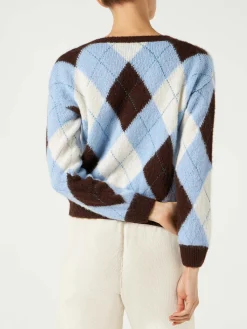 Kurzer Damenpullover mit Argyle-Muster