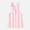 Kurzer Jeans-Overall mit rosa Streifen für Mädchen, Tecla Jr