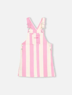 Kurzer Jeans-Overall mit rosa Streifen für Mädchen, Tecla Jr
