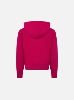 Kurzer Kapuzenpullover für Mädchen in Fuchsia mit Strasssteinen