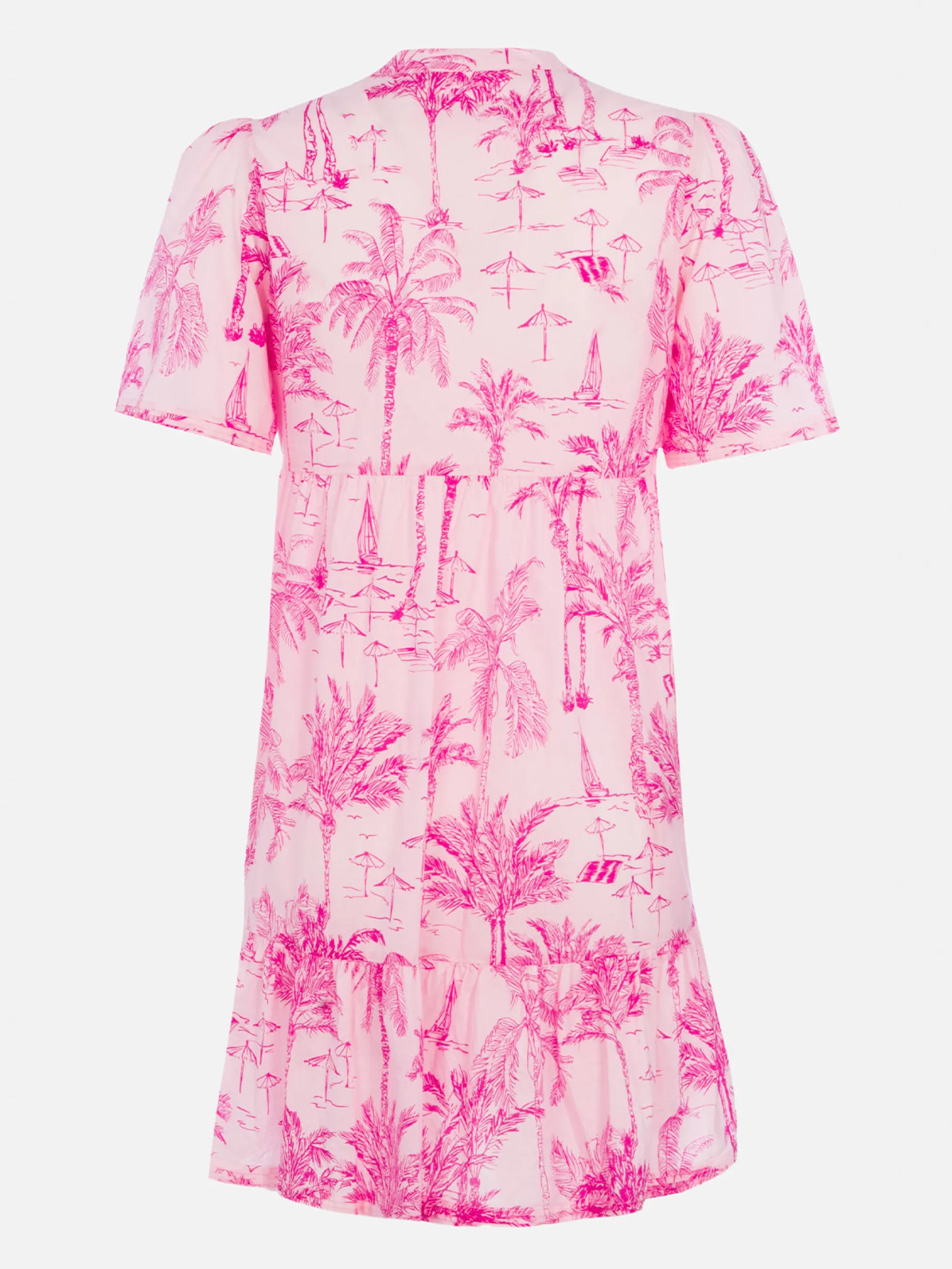 Kurzes Damenkleid aus Baumwoll-Voile Siara mit Toile de Jouy-Print