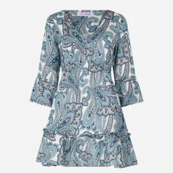 Kurzes Damenkleid mit Paisley-Print