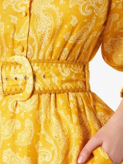 Kurzes Leinenkleid Daisi mit Paisley-Print