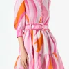Kurzes Leinenkleid mit Wellenprint Daisi