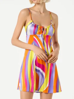 Kurzes Unterkleid für Damen Creamy mit Shape Wave-Print