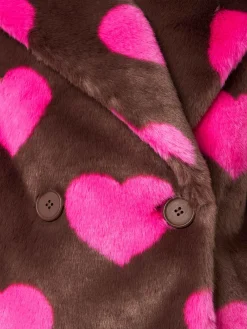 Kurzpelzjacke für Damen mit Herzprint