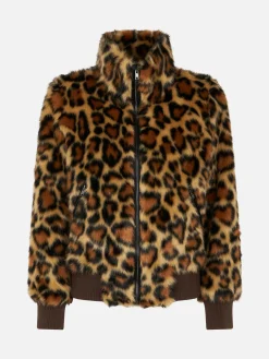 Kurzpelzjacke für Damen mit tierischem Herzdruck
