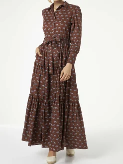 Langes Damenkleid Jensen mit Zebra-Print
