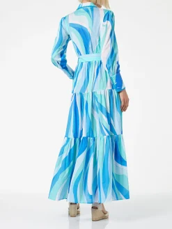 Langes Damenkleid Jensen mit Wellenprint