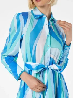 Langes Damenkleid Jensen mit Wellenprint