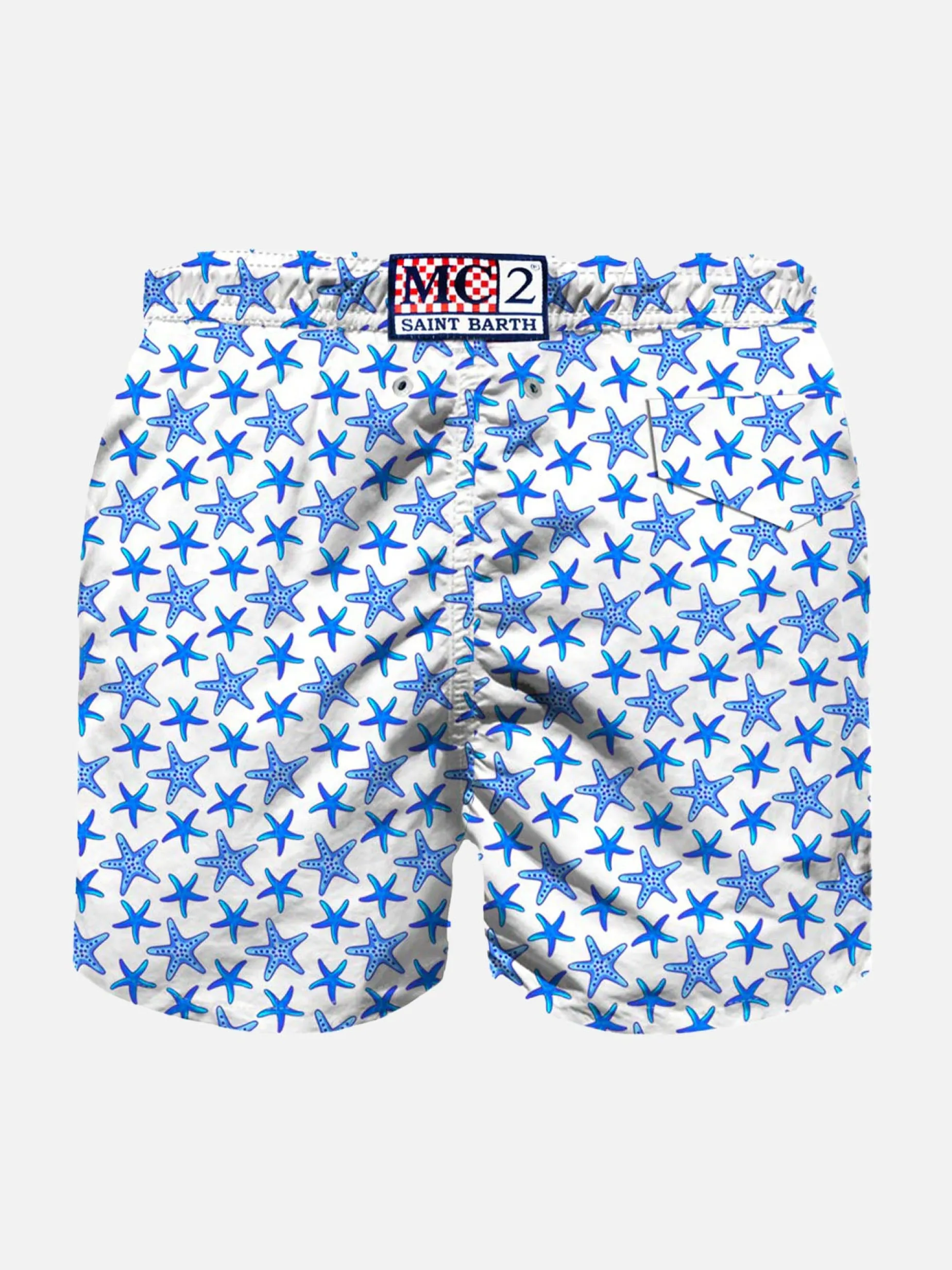 Leichte Jungen-Badeshorts mit Mikro-Seestern-Allover-Print