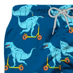 Leichte Jungen-Badeshorts mit Dino-Scooter-Print